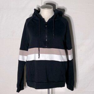 5/$25 Marc New York Performance Black Pink White Stripe 1/4 Zip Hoodie  M